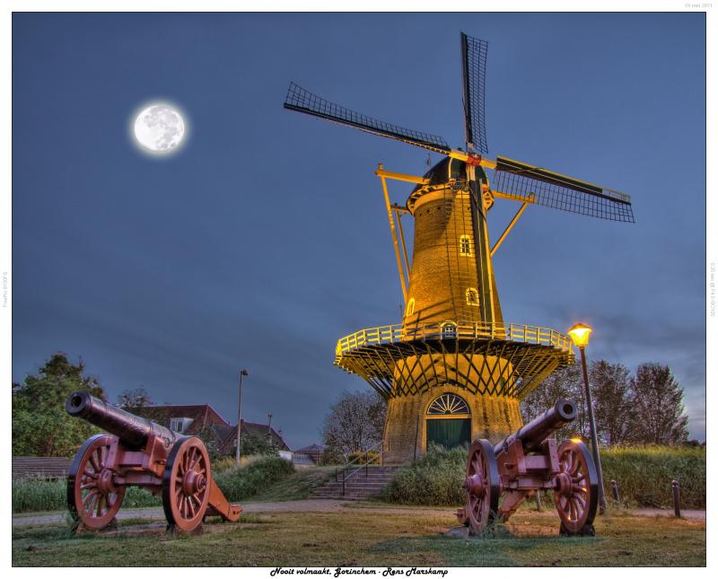 Rens Marskamp, Fotografie, Foto, RM photography, Kasteel,Castle,Schloss,Stronghold,Chateau,Burg, Molen, WindMolen, Mill, Windmill, Gorinchem, Never Perfect, Nooit Volmaakt, nachtopname, HDR