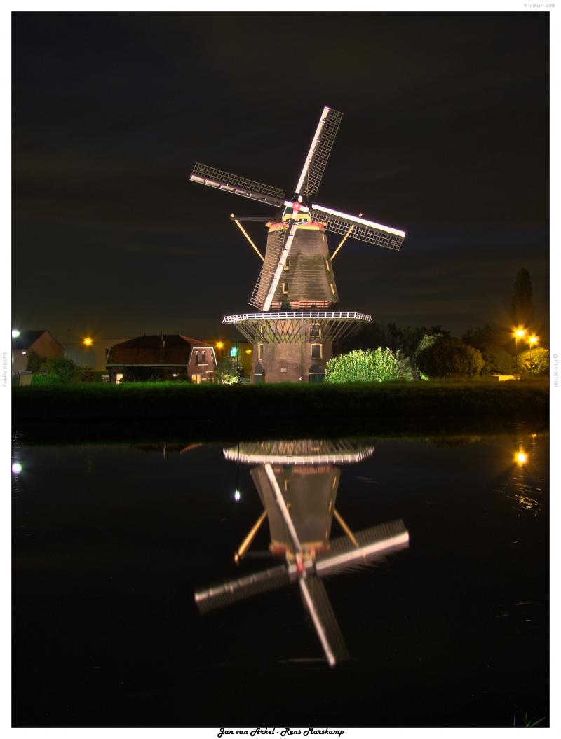 Rens Marskamp, Fotografie, Foto, RM photography, Nachtopname, Long Exposure, Nightshot, Arkel, Windmolen, Jan van Arkel
