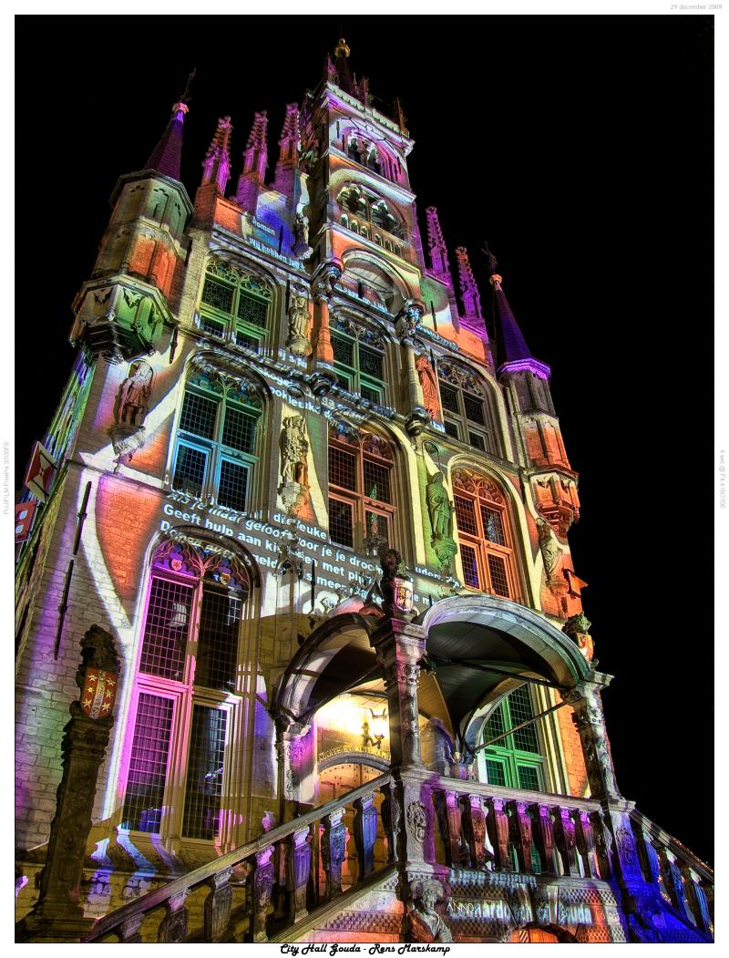Rens Marskamp, Fotografie, Foto, RM photography, Nachtopname, Long Exposure, Nightshot, Stadshuis, City hall, Town hall, gemeentehuis, raadshuis, gouda, kunstlicht, Patrice Warrener , 