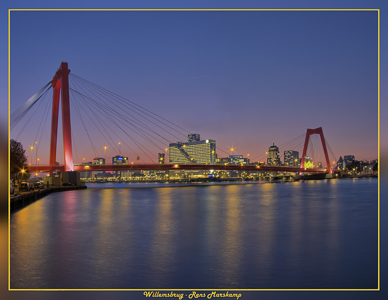 Rens Marskamp, Fotografie, Foto, RM photography, Nachtopname, Long Exposure, Nightshot, Willemsbrug, Rotterdam, bridge, holland, skyline, HDR, fuji, s100fs