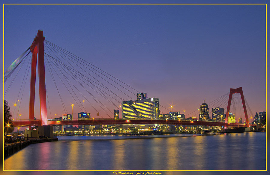 Rens Marskamp, Fotografie, Foto, RM photography, Nachtopname, Long Exposure, Nightshot, Willemsbrug, skyline, Rotterdam, bridge, holland, HDR, fuji, s100fs