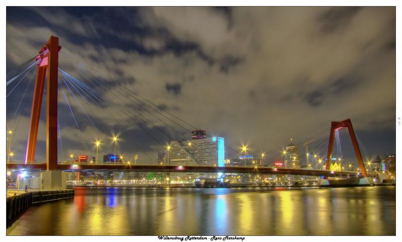 Rens Marskamp, Fotografie, Foto, RM photography, Nachtopname, Long Exposure, Nightshot, Willemsbrug, Rotterdam, bridge, holland, HDR, fuji, s100fs