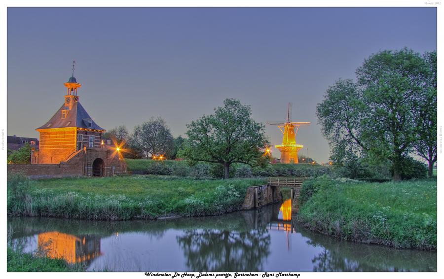 Rens Marskamp, Fotografie, Foto, RM photography, , Dalems Poortje, Windmolen de hoop, gorinchem, schemer, avond, verlicht